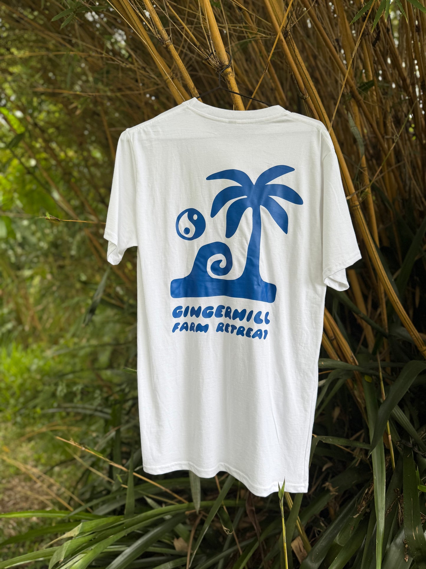 Blue Palm Tree T-Shirt Yin Yang – Gingerhill Farm Retreat