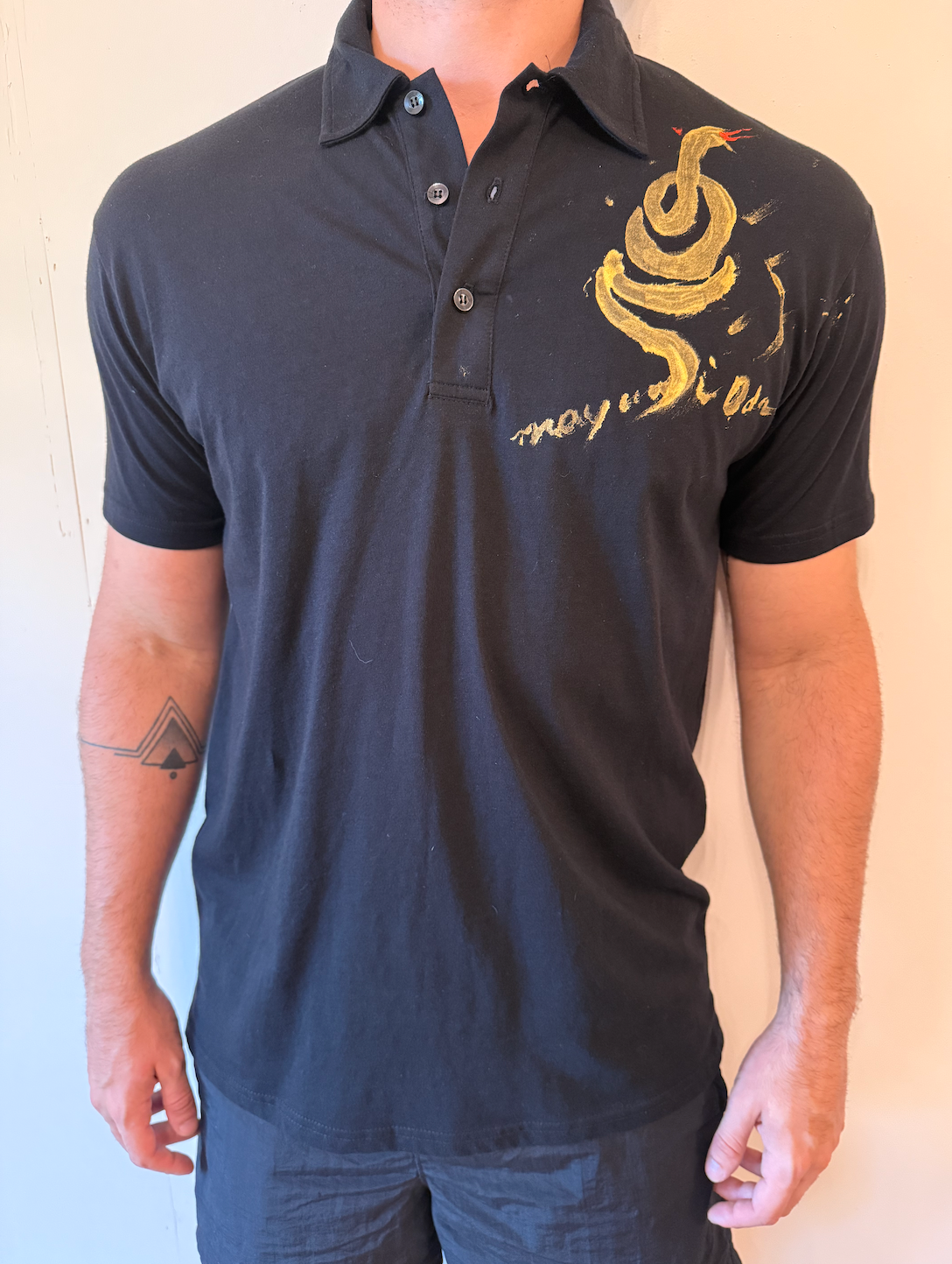 Snake Hand-Painted Polo Shirt by Mayumi Oda