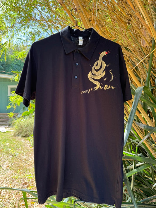 Snake Hand-Painted Polo Shirt by Mayumi Oda