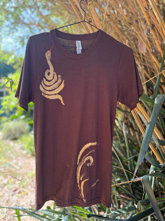 Gold Snake Hand-Painted T-Shirt by Mayumi Oda